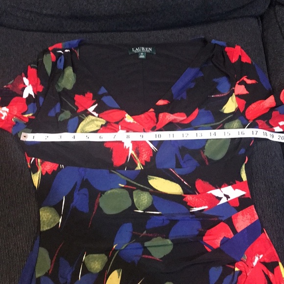 Ralph Lauren Draped Front Cinched Waist Floral Midi Length Dress-Size 10 - Picture 8 of 10